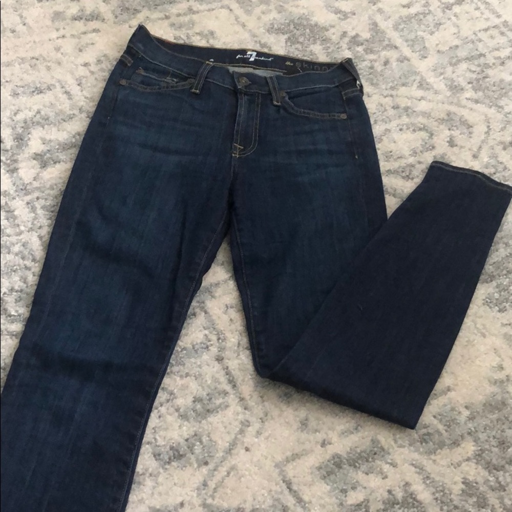 7 FOR ALL MANKIND SKINNY JEANS DARK WASH 25